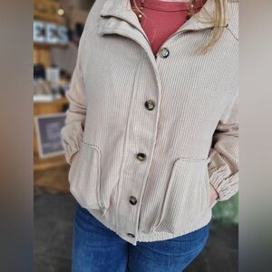 Kori America Cream Corduroy Jacket 1X 2X Minimalist Neutral Cozy Hygge